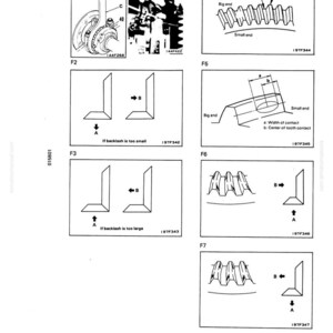 May include: Technical diagrams and illustrations, including gear teeth, mechanical components, and dimensional analysis. The image features various views and cross-sections, with labels and measurements for engineering applications.