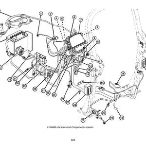 May include: Black and white diagram of electrical components, including wires, boxes, and connectors, labeled with numbers. The diagram is titled "Electrical Component Location."