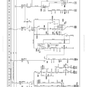 May include: Schematic diagram with text and symbols. The diagram includes lines, boxes, and labels in black, yellow, red, and blue. The text includes "CURRENTRAL IN CABIN" and "DIFFERENTIAL LOCK".