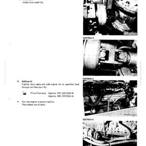 May include: Technical diagram from a manual showing the disassembly and assembly of a machine. The images show close-ups of mechanical components, including drive shafts and oil filler ports. Text includes instructions and measurements.