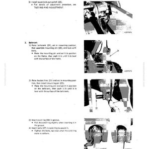 May include: A detailed technical diagram from a manual, featuring labeled mechanical components and assembly instructions. The image includes close-up views of parts with numbers and arrows, and text instructions.