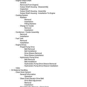 Puede incluir: Una lista detallada de los procedimientos del motor y del sistema de refrigeraci&oacute;n, incluyendo la extracci&oacute;n, la instalaci&oacute;n y los pasos de mantenimiento. El texto est&aacute; organizado con vi&ntilde;etas y subt&iacute;tulos para mayor claridad.