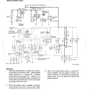 May include: Diagram of an electrical transmission control system, with labels and symbols for components like relays, switches, and solenoids. Includes text detailing the system's structure and function, with measurements in inches.