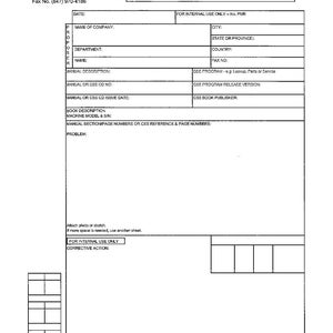 Pu&ograve; includere: Un documento bianco intitolato "PROPOSTA PER LA REVISIONE MANUALE O CSS" con campi per le informazioni aziendali, i dettagli del manuale e una sezione per la descrizione del problema. Include l'indirizzo di DataKom Publishing Corporation.