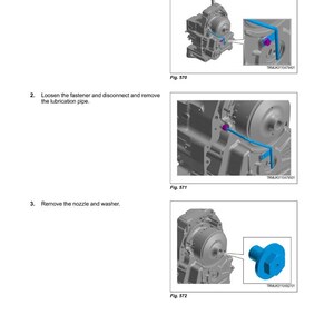K&ouml;nnte beinhalten: Diagramm aus einem Fendt-Handbuch mit Antriebsstrangkomponenten. Das Bild enth&auml;lt detaillierte Illustrationen von Verfahren wie dem Entfernen von Befestigungselementen, dem L&ouml;sen von Rohren und dem Entfernen von D&uuml;sen. Das Fendt-Logo ist oben sichtbar.