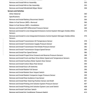 May include: A manual page detailing automotive repair procedures, such as sensor and switch replacements. The text is black on a white background, with page numbers on the right. The manual covers various components.