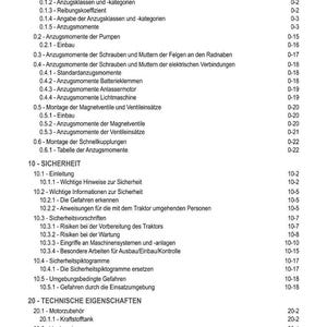May include: A German-language table of contents, detailing sections on assembly, safety, and technical specifications. The document features numbered headings and subheadings, with page numbers on the right-hand side.