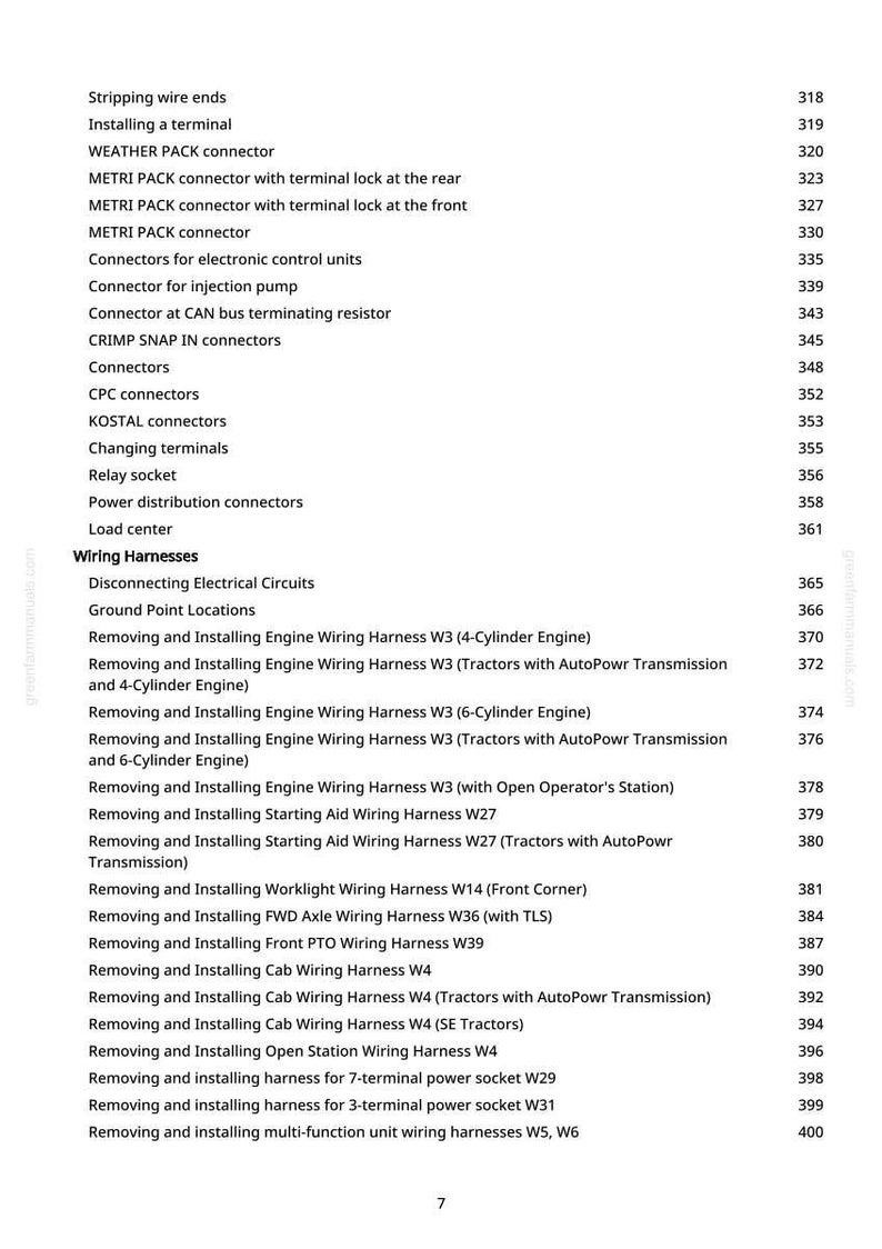 Pode incluir: Uma lista detalhada de componentes e procedimentos de chicotes el&eacute;tricos automotivos. Inclui itens como conectores, rel&eacute;s e instru&ccedil;&otilde;es de instala&ccedil;&atilde;o. P&aacute;gina 7 de um manual.