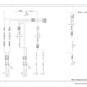 Op de afbeelding: Een gedetailleerd zwart-wit schema van het elektrische systeem van een voertuig, inclusief ruitenwissers, zwaailichten en achterruitverwarming. Het schema bevat verschillende symbolen en labels.