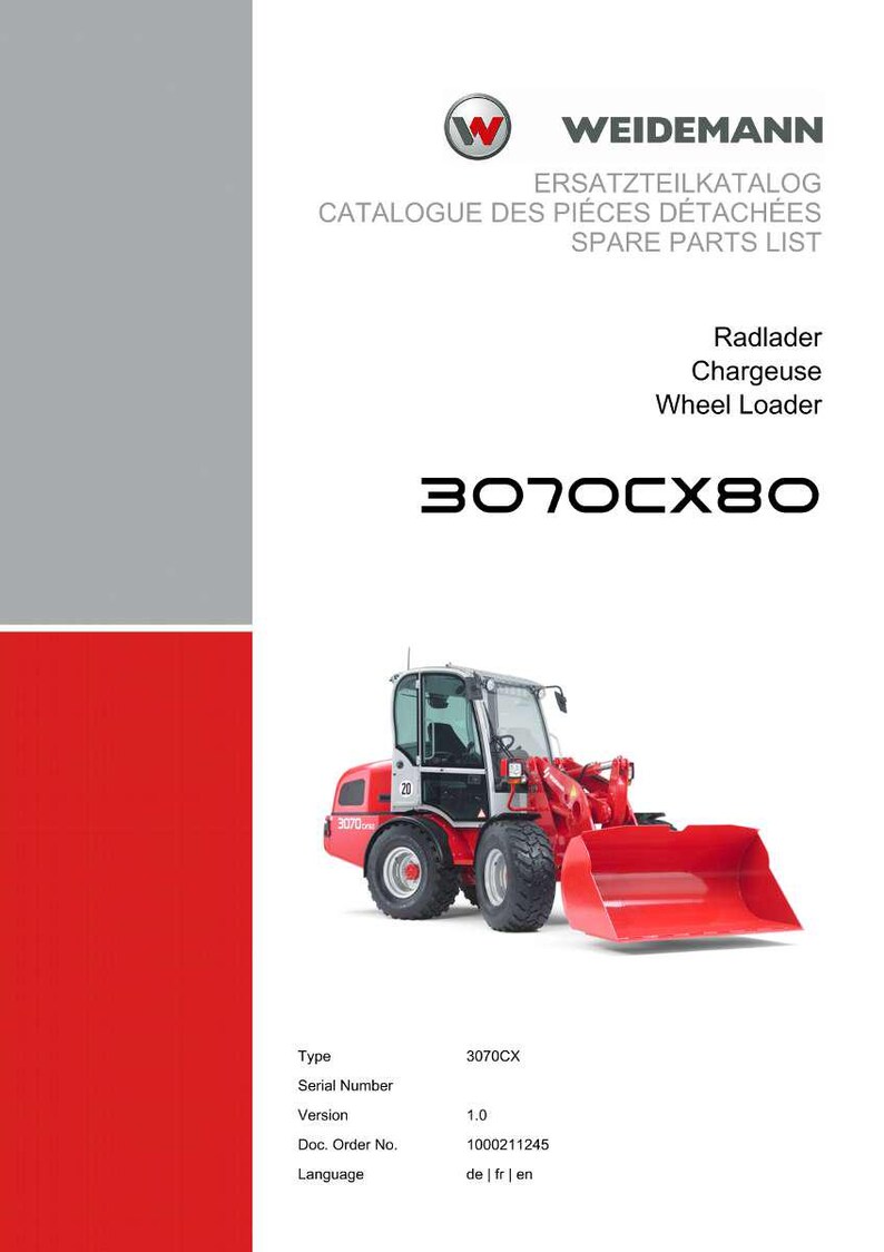 Weidemann 3070Cx80 Hjullastare Reservdelsmanual PDF | Illustrerad katalog | Direktnedladdning bild 2