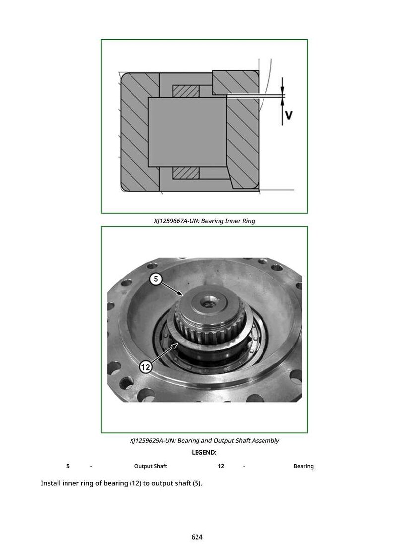 May include: Technical diagram of a bearing inner ring and output shaft assembly. The image includes a cross-sectional view of the bearing and a detailed view of the assembly. Text labels identify components and assembly instructions.