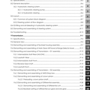 May include: A detailed table of contents from a manual, featuring sections on steering, transmission, and assembly procedures. The document includes page numbers and sub-sections, with the "DISCOVERY II P/N 6758992A1" at the bottom.