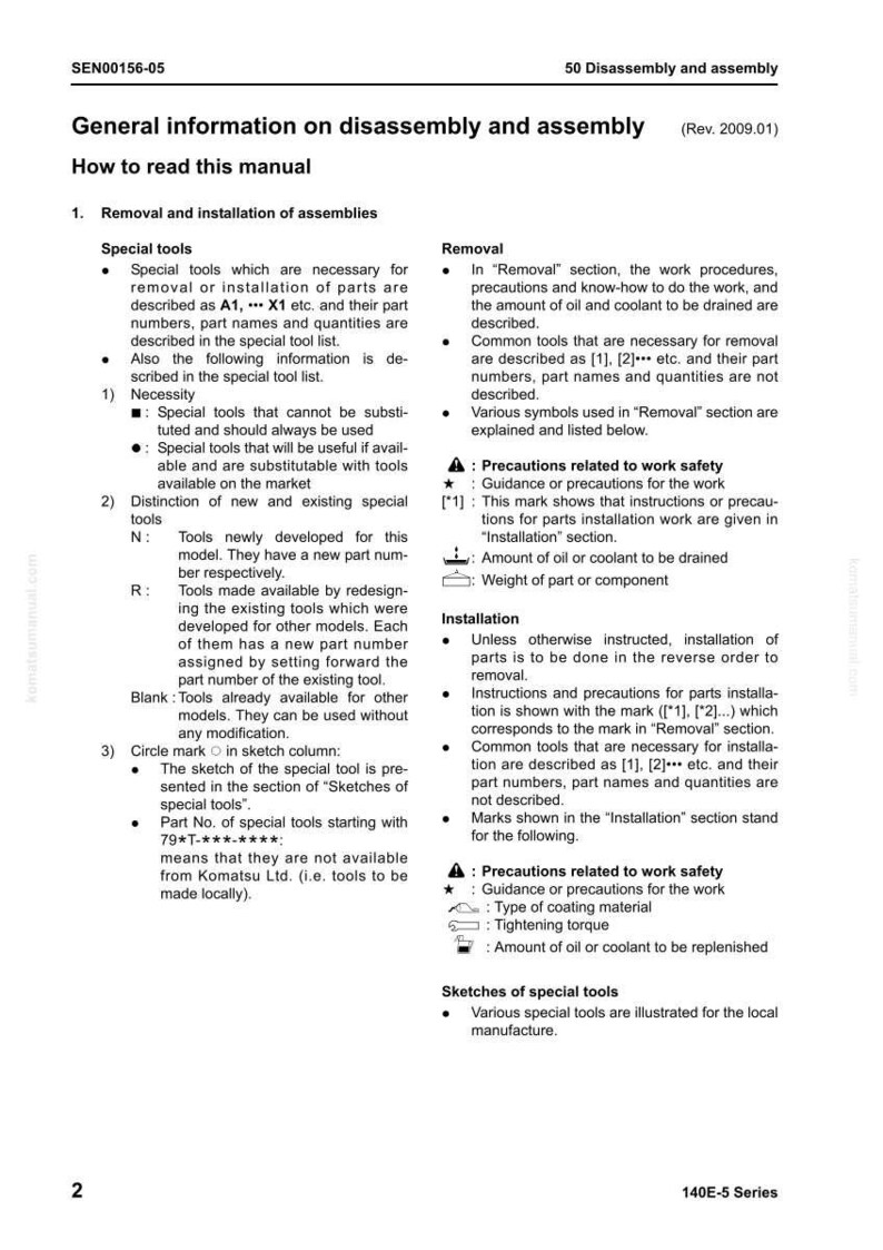 Komatsu 140E-5-seriens motorverkstadshandbok, service och reparation i PDF-format bild 9