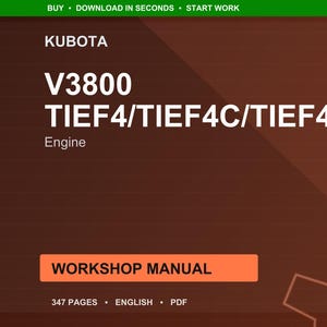 Manual de taller del motor Kubota V3800 tief4 tief4c tief4h en formato PDF / Servicio y reparación / Descarga instantánea imagen 1