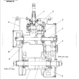 May include: Detailed technical diagram of a winch section, labeled DWC080-2R, with various components and measurements. The diagram includes labels for different parts and the text "STRUCTURE AND FUNCTION".
