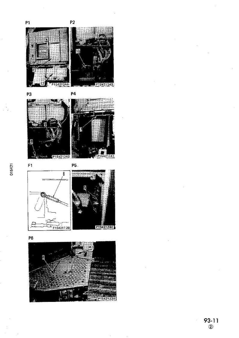 May include: A technical diagram with multiple detailed views of mechanical components. The image is in black and white, with labels and arrows pointing to various parts. The diagram includes several close-up sections labeled P1 through P6.