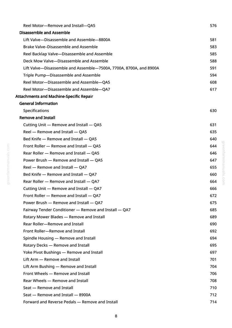 Puede incluir: Una p&aacute;gina blanca con una lista detallada de instrucciones para la reparaci&oacute;n y el mantenimiento de maquinaria. El texto incluye t&eacute;rminos como "Quitar e instalar", "Desmontar y ensamblar" y nombres de piezas espec&iacute;ficos.