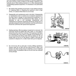 Pu&ograve; includere: Una pagina di manuale con consigli per la risoluzione dei problemi delle apparecchiature idrauliche. Il testo fornisce istruzioni su manipolazione, manutenzione e precauzioni per evitare la contaminazione. Le illustrazioni accompagnano il testo.