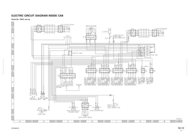 May include: An electrical circuit diagram inside a cab, with the text "ELECTRIC CIRCUIT DIAGRAM INSIDE CAB" at the top. The diagram features numerous lines, boxes, and labels, creating a complex technical illustration.