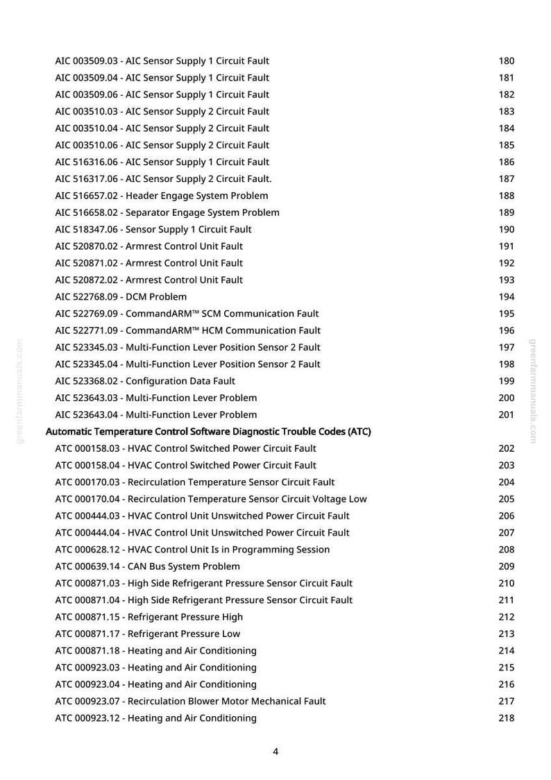 K&ouml;nnte beinhalten: Eine Seite aus einem Handbuch mit einer Liste von Diagnose-Fehlercodes, einschlie&szlig;lich HVAC- und Sensorfehlern. Der Text ist schwarz auf wei&szlig;em Hintergrund, mit Seitenzahlen rechts.