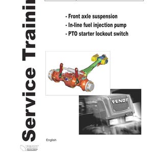 May include: A service training manual for the Farmer 200 V/F tractor. The cover features the text "Farmer 200 V/F" and lists topics like front axle suspension and fuel injection. An image of tractor parts is included.