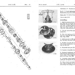 May include: An exploded diagram of mechanical components from a service manual. The image shows various gears, bearings, and other parts, likely for a powershift transmission. Text includes "Powershift Transmission" and "Picture table 0743".