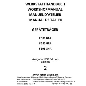 Fendt 390Gta 395gta 395gha Traktor Verkstadsmanual PDF | Service Reparation | Direkt Nedladdning bild 2