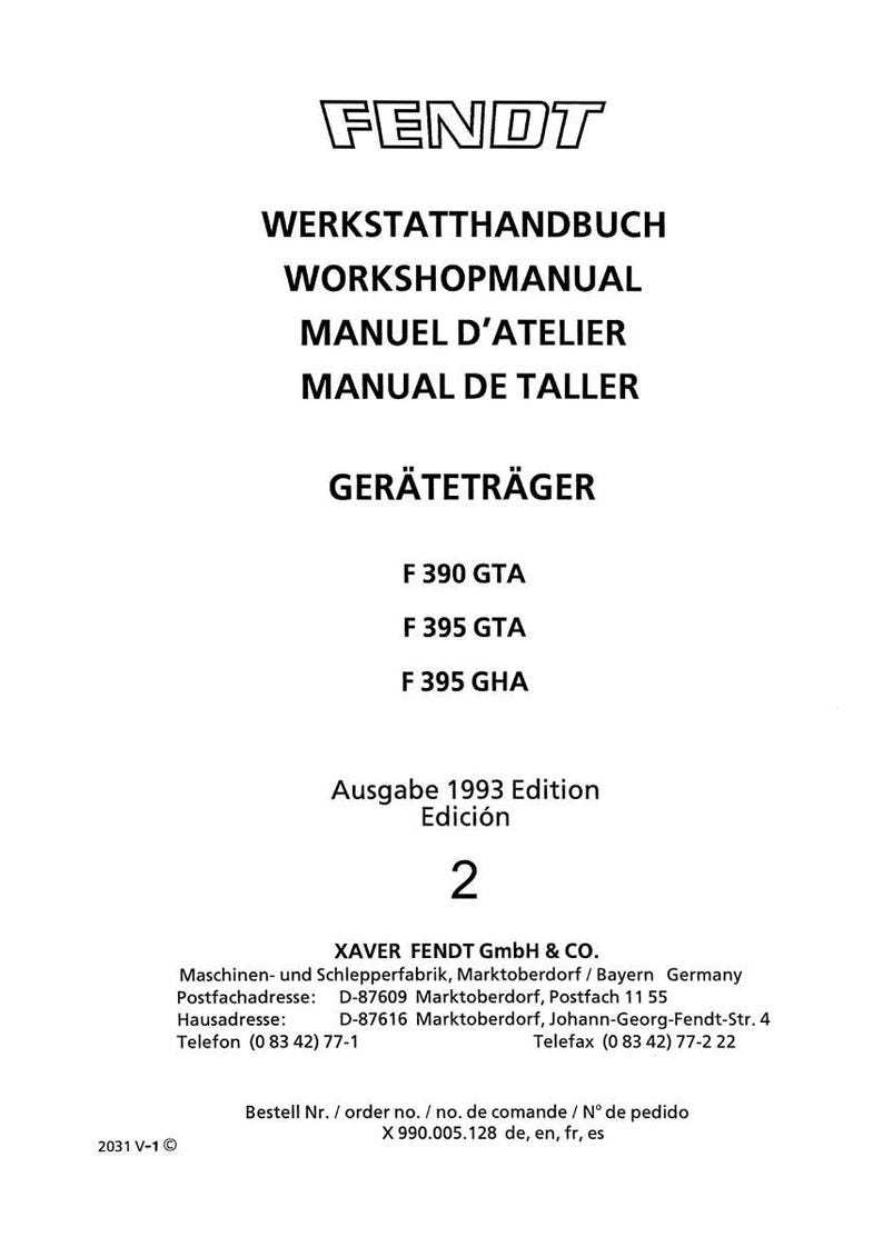Fendt 390Gta 395gta 395gha Traktor Verkstadsmanual PDF | Service Reparation | Direkt Nedladdning bild 2