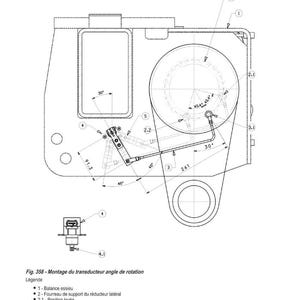 Pu&ograve; includere: Diagramma tecnico intitolato "M&Eacute;THODE D'INTERVENTION" e "Montage du transducteur angle de rotation". Il diagramma mostra componenti meccanici con etichette e misure in gradi e millimetri.