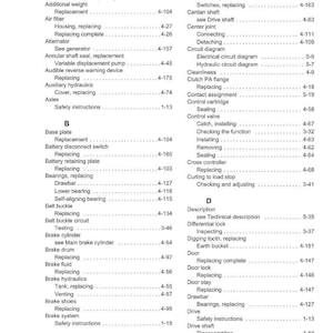 May include: Index page from a Weidemann manual, featuring a list of technical terms and page numbers. The document is in black and white, with the Weidemann logo at the top.