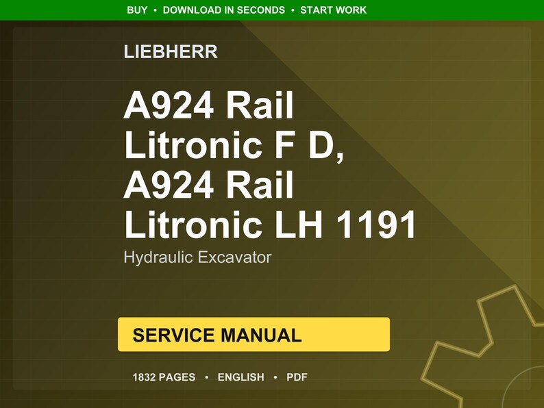 Manual de servicio en PDF para la excavadora hidráulica Liebherr A924 Rail Litronic F D LH 1191 / Reparación en taller / Descarga instantánea imagen 1