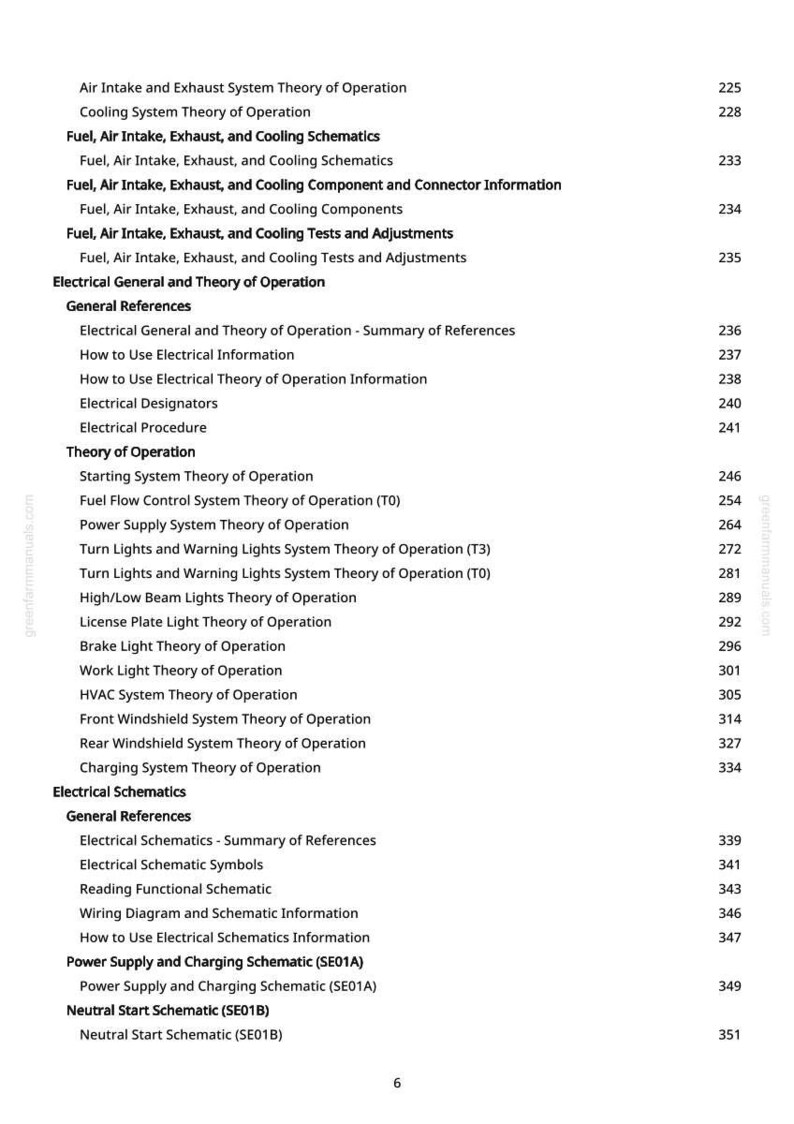 K&ouml;nnte beinhalten: Eine Seite aus einem Handbuch mit Titeln zu Kfz-Systemen, darunter "Theorie des Betriebs von Luftansaug- und Auspuffanlagen" und "Elektrische Schaltpl&auml;ne". Schwarzer Text auf wei&szlig;em Hintergrund, Seitenzahlen rechts. Ma&szlig;e in cm.