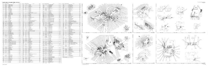K&ouml;nnte beinhalten: Eine detaillierte architektonische Zeichnung mit mehreren Abschnitten. Das Bild zeigt eine gro&szlig;e Tabelle mit Text und mehrere detaillierte Diagramme mit Linien und Punkten, alles in Schwarzwei&szlig;.