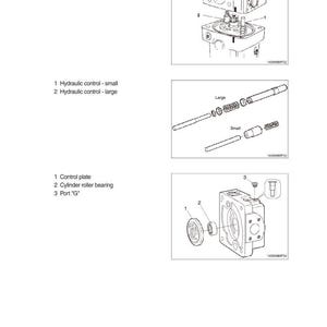 May include: Technical diagram illustrating the disassembly of a regulator. The image shows exploded views of hydraulic controls, control plates, and roller bearings. Text labels identify the components and steps in the process.