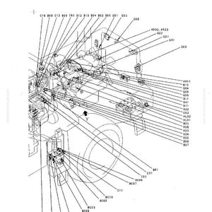May include: A detailed technical diagram with the title "Troubleshooting" and "Connector Arrangement Diagram". The image is a black and white illustration with numerous lines, labels, and component identifiers. The diagram includes a large circular component and various connectors.