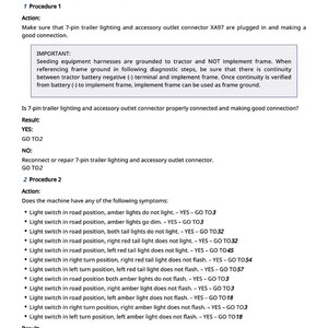 May include: Document titled "TransportLights - Electrical Diagnostic" with diagnostic procedures for North America (NA) transport lighting. Includes troubleshooting steps for trailer lighting and accessory outlet connectors, with symptom analysis.