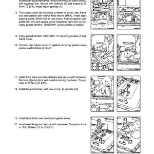 May include: A technical diagram titled "INSTALLATION" and "TRANSMISSION" provides assembly instructions with illustrations. The text includes torque specifications in Newton-metres and foot-pounds, along with part numbers and assembly steps.