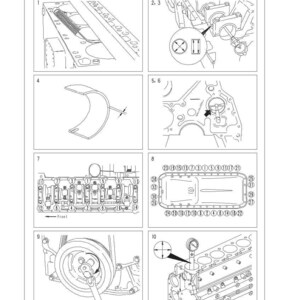 May include: Diagram of a cylinder block with various labeled components. The image includes detailed illustrations of engine parts, including a crankshaft pulley, cylinder head, and other internal engine components. Text includes "Cylinder block" and "10 Structure, function and maintenance standard."