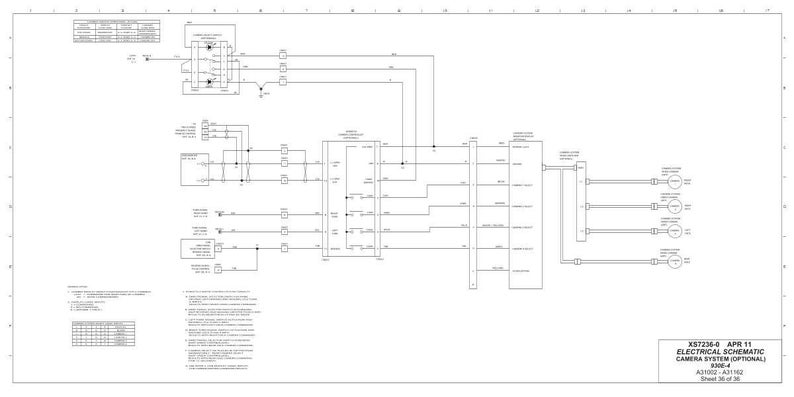 Puede incluir: Diagrama esquem&aacute;tico el&eacute;ctrico de un sistema de c&aacute;mara, con l&iacute;neas, cuadros y texto. El diagrama est&aacute; sobre un fondo blanco. El texto en la parte inferior derecha dice "ELECTRICAL SCHEMATIC CAMERA SYSTEM (OPTIONAL)"