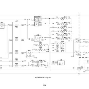 May include: A black and white electrical diagram showing various components such as resistors, switches, and lamps, identified by alphanumeric codes. The diagram includes the text "CQ284053-UN: Diagram" at the bottom.