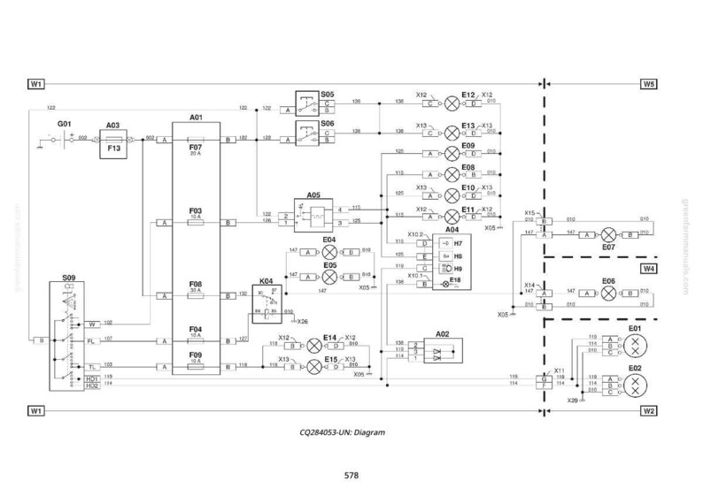 May include: A black and white electrical diagram showing various components such as resistors, switches, and lamps, identified by alphanumeric codes. The diagram includes the text "CQ284053-UN: Diagram" at the bottom.