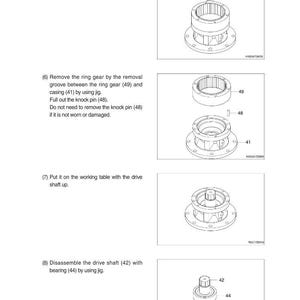 May include: Diagram of mechanical components, including a carrier sub assembly, ring gear, casing, and drive shaft. The image includes numbered parts and instructions for disassembly and assembly.