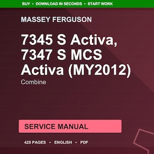 Massey ferguson 7345 7347 S mcs activa my2012 Combine Service Manual PDF | Workshop Repair | Instant Download