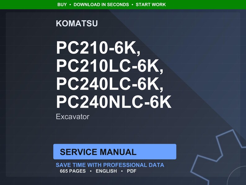 Pode incluir: Um manual de servi&ccedil;o digital para escavadoras Komatsu, incluindo os modelos PC210-6K, PC210LC-6K, PC240LC-6K e PC240NLC-6K. O manual &eacute; rotulado como "Manual de Servi&ccedil;o" e cont&eacute;m 665 p&aacute;ginas de dados profissionais em ingl&ecirc;s, em formato PDF.
