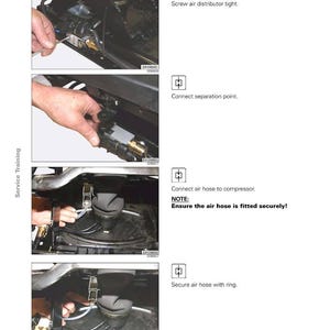 Op de afbeelding: Een pagina uit een reparatiehandleiding voor een Fendt 900 Vario COM III tractor. De handleiding beschrijft de demontage en montage van het onderste gedeelte van de "Evolution Active" stoel, met stapsgewijze instructies en diagrammen.
