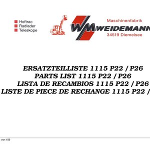 Weidemann 1115 P22 p26 Hoftrac onderdelenhandleiding pdf | Geïllustreerde catalogus | Direct downloaden afbeelding 2