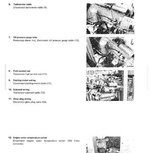 K&ouml;nnte beinhalten: Eine Seite aus einem Handbuch mit Diagrammen und Text, die den Generatorsteuerkasten und den Rahmen detailliert beschreibt. Das Bild enth&auml;lt Nahaufnahmen von Komponenten wie dem Tachokabel, dem &Ouml;ldruckmessrohr und der Magnetventilverkabelung.