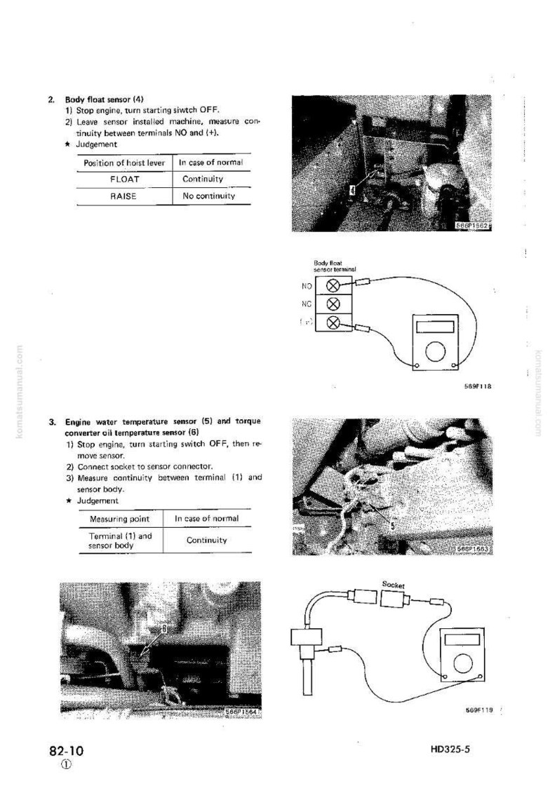 May include: A page from a manual with diagrams and text related to automotive sensors. The diagrams show wiring schematics and images of the sensors. The text includes instructions for testing the sensors.