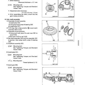 May include: Technical diagram with exploded views of mechanical components, including gears, bearings, and plates. The diagram provides instructions for assembly, with measurements in millimeters and references to tightening torques.