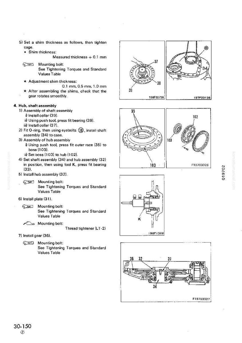 May include: Technical diagram with exploded views of mechanical components, including gears, bearings, and plates. The diagram provides instructions for assembly, with measurements in millimeters and references to tightening torques.